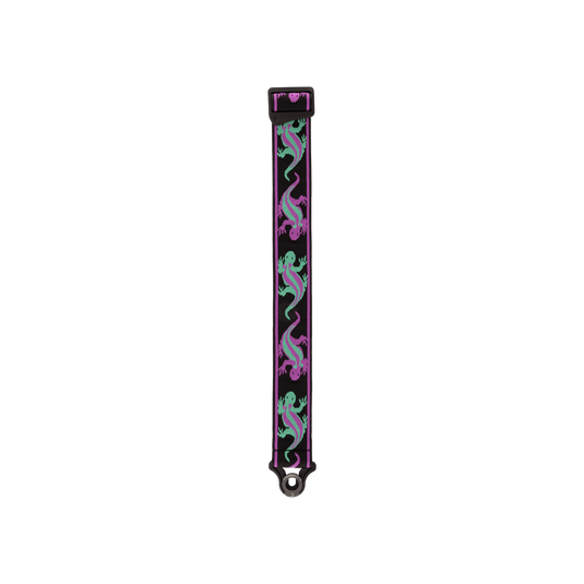 Courroie noire auto-bloquante, Vintage "planet waves" Lézard (Vert-Violet)