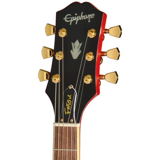 Epiphone SG modèle Fatoumata Diawara (finition rouge braise avec illustration malienne, étui rigide inclus)