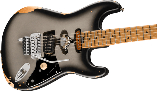 Guitare électrique EVH Frankenstein Relic Series, touche en érable- Silverburst avec étui souple