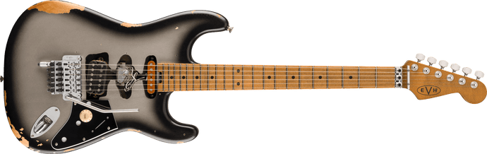 Guitare électrique EVH Frankenstein Relic Series, touche en érable- Silverburst avec étui souple