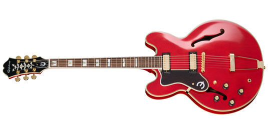 Guitare électrique, Epiphone Gem Archer (Oasis)- Rouge Cerise Gauchère avec étui rigide