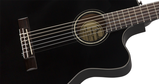 Guitare classique, CN-140SCE Guitare fine en nylon, touche en noyer, noire avec étui rigide