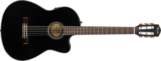 Guitare classique, CN-140SCE Guitare fine en nylon, touche en noyer, noire avec étui rigide