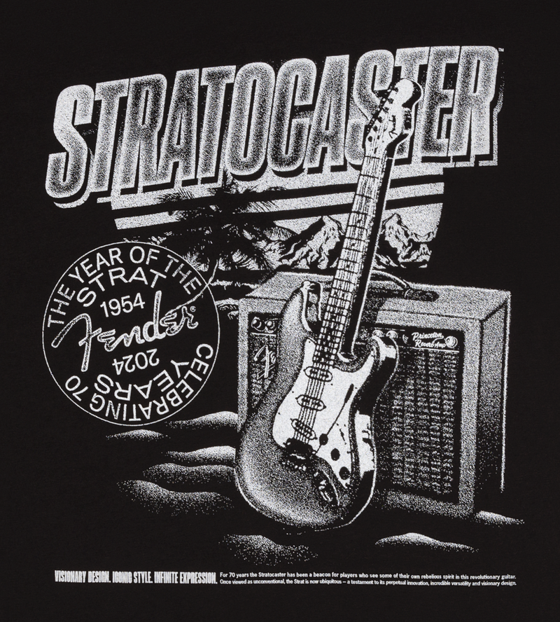 Chargez l&#39;image dans la visionneuse de la galerie, T-Shirt -XXL-manche courte Stratocaster 70e anniversaire -Noir
