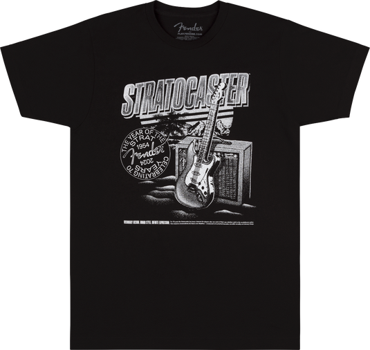 T-Shirt -XXL-manche courte Stratocaster 70e anniversaire -Noir