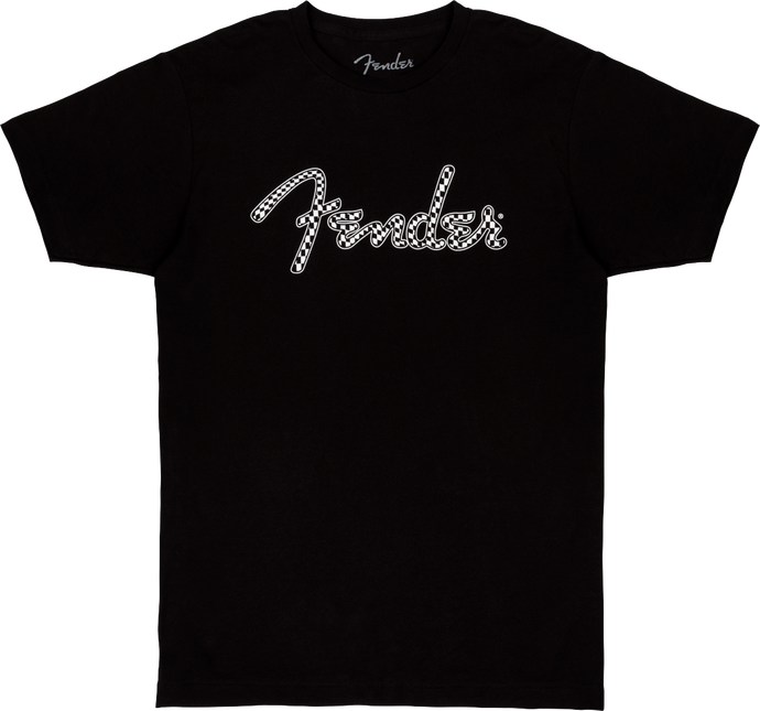 Chandail à manches courtes  L-Noir- Logo Fender damier ondulé