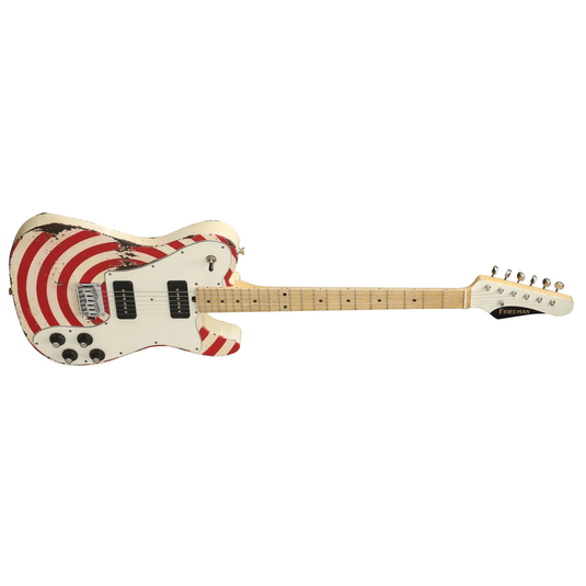 Guitare Friedman Vintage, corps Aulne,Touche Érable,Micros Classic 90,Pickguard Blanc,Fini Blanc avec Cibles Rouges,Étui inclus,SN:0725-3132