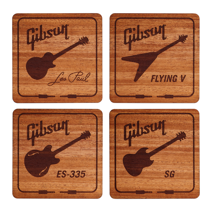 Jeu de sous-verres en acajou (fini naturel)