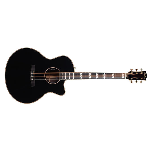 Guitare acoustique, Connaisseur MJ Satina RW, Mini-Jumbo-Noire (avec étui rigide)