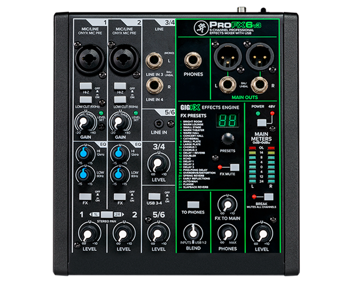 MIXEUR ANALOGIQUE 6 CANAUX AVEC FX AMÉLIORÉS,USB ET BLUETOOTH®