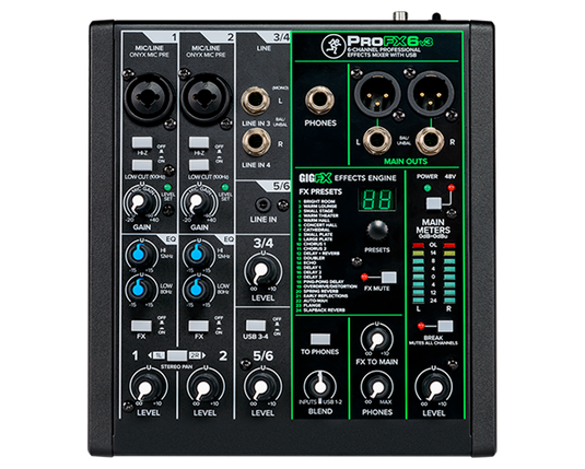 MIXEUR ANALOGIQUE 6 CANAUX AVEC FX AMÉLIORÉS,USB ET BLUETOOTH®