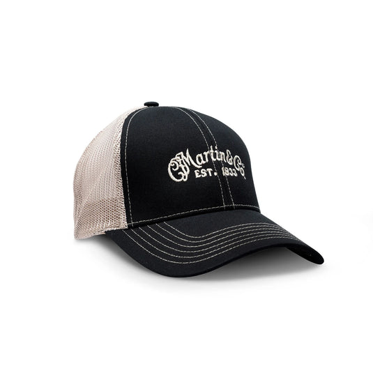 Casquette de camionneur en maille avec logo Martin (noir & beige)