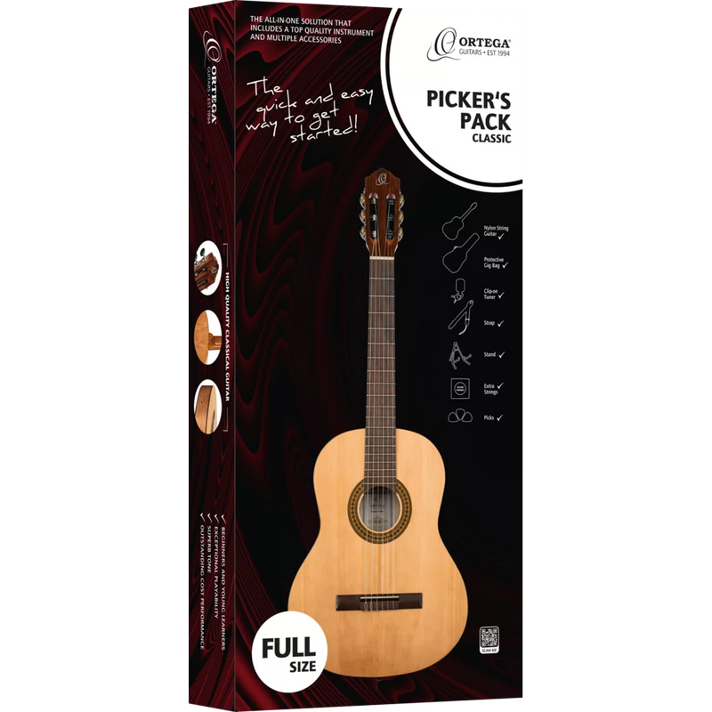 Chargez l'image dans la visionneuse de la galerie, Pack de guitare ORTEGA Picker's Pack 4/4 à cordes nylon 6 cordes - Kit débutant
