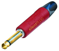 Fiche téléphonique professionnelle 2 pôles 1/4", contacts plaqués or, revêtement en caoutchouc rouge, interrupteur silencieux