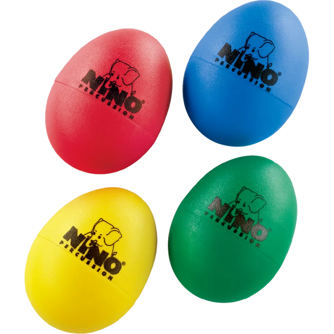 Ensemble de 4 shakers à percussion NINO® (bleu, vert, rouge, jaune)