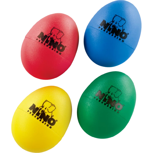 Ensemble de 4 shakers à percussion NINO® (bleu, vert, rouge, jaune)