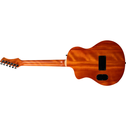 Guitare TourPlayer Series 4/4 à cordes nylon 6 cordes + housse professionnelle, finition noir éclatant,Corps Épicéa massif avec placage en érable ondé
