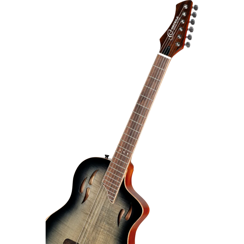 Chargez l'image dans la visionneuse de la galerie, Guitare TourPlayer Series 4/4 à cordes nylon 6 cordes + housse professionnelle, finition noir éclatant,Corps Épicéa massif avec placage en érable ondé
