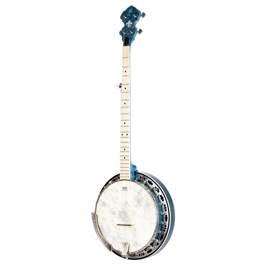 Banjo 5 cordes en Érable, finition Bleu translucide, série Falcon (avec étuis)