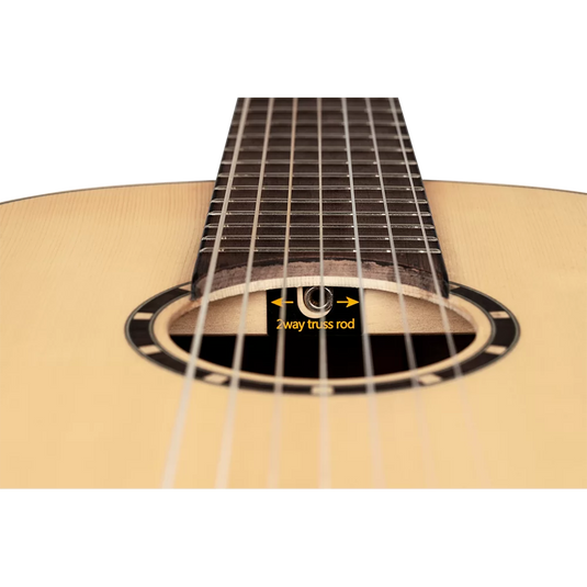 Guitare classique 7 cordes pleine grandeur en épicéa massif/sapelli naturel