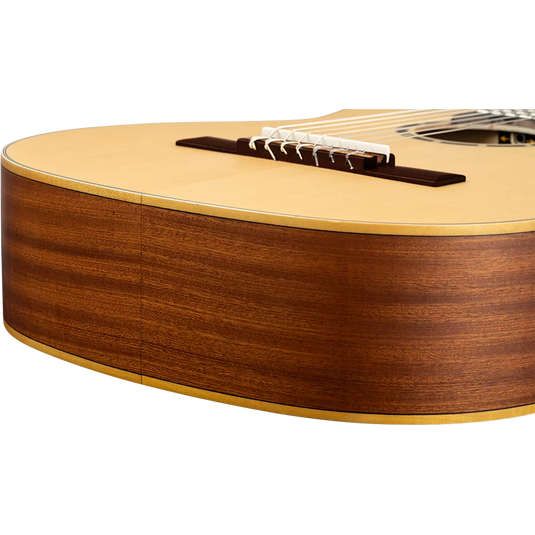 Guitare classique 7 cordes pleine grandeur en épicéa massif/sapelli naturel
