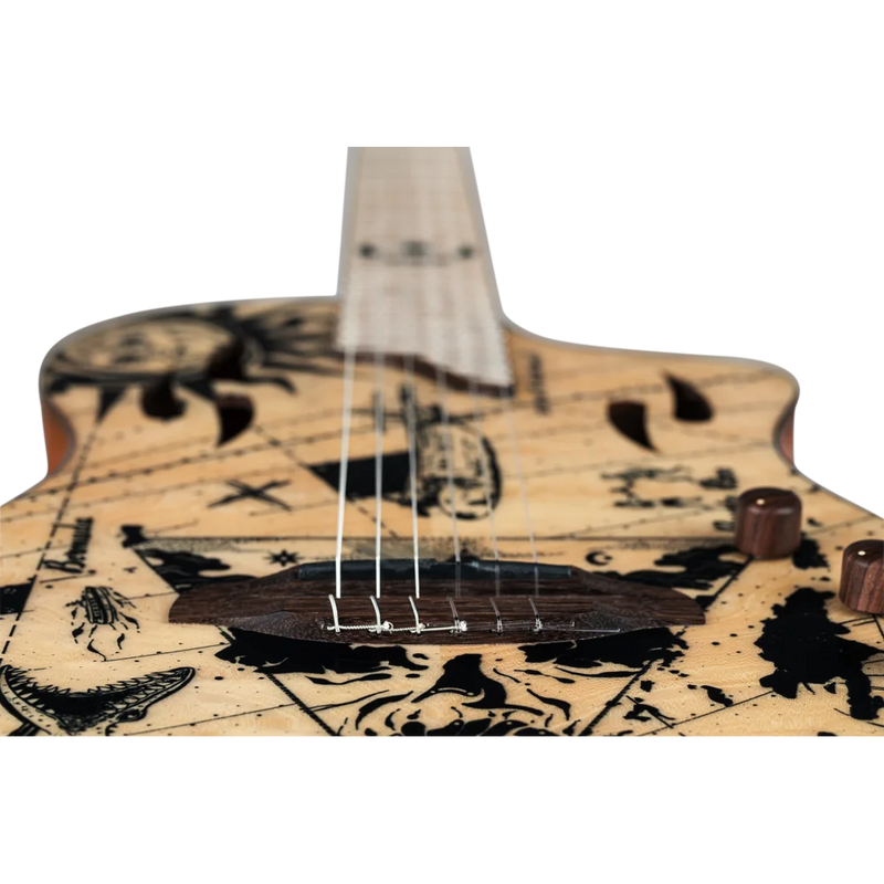 Load image into gallery viewer, Guitare classique/électrique SÉRIE TOURPLAYER, GUITARE TAILLE NORMALISE EN OKOUMÉ MASSIF/ÉRABLE FLAMBÉ, DESIGN BERMUDA

