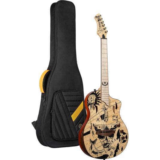 Guitare classique/électrique SÉRIE TOURPLAYER, GUITARE TAILLE NORMALISE EN OKOUMÉ MASSIF/ÉRABLE FLAMBÉ, DESIGN BERMUDA