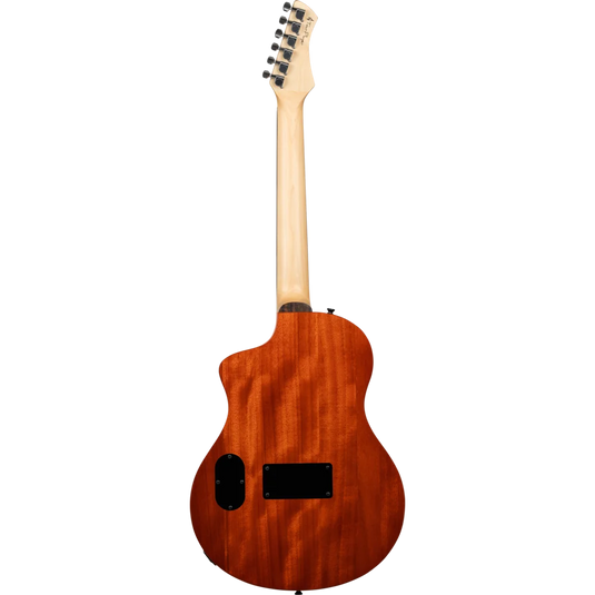 Guitare classique/électrique SÉRIE TOURPLAYER, GUITARE TAILLE NORMALISE EN OKOUMÉ MASSIF/ÉRABLE FLAMBÉ, DESIGN BERMUDA