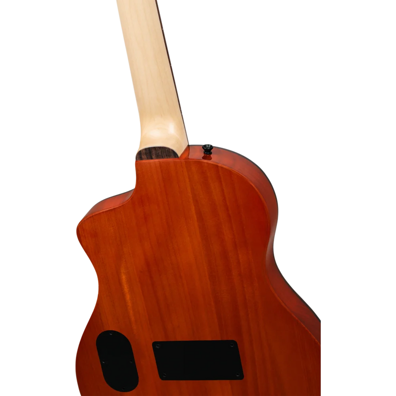Load image into gallery viewer, Guitare classique/électrique SÉRIE TOURPLAYER, GUITARE TAILLE NORMALISE EN OKOUMÉ MASSIF/ÉRABLE FLAMBÉ, DESIGN BERMUDA

