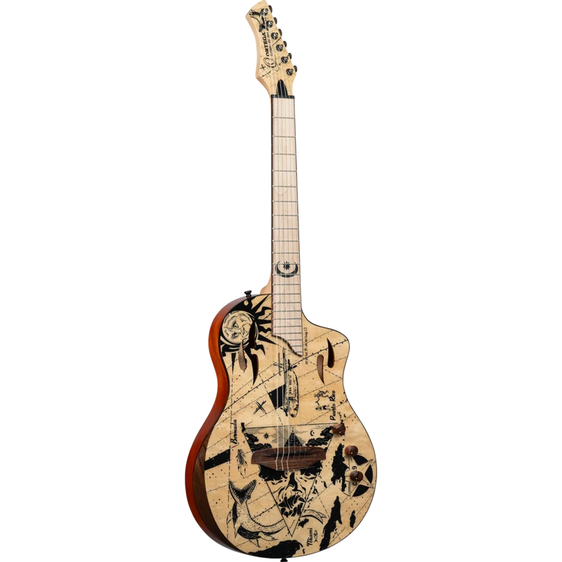 Load image into gallery viewer, Guitare classique/électrique SÉRIE TOURPLAYER, GUITARE TAILLE NORMALISE EN OKOUMÉ MASSIF/ÉRABLE FLAMBÉ, DESIGN BERMUDA
