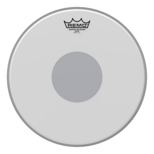 Peau de batterie avec revêtement, 13" de diamètre, point noir sur le dessous