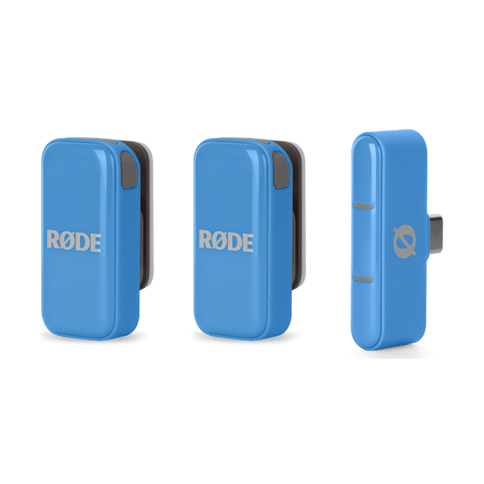 Ensemble de 2 microphones sans fils ultracompact  pour téléphones intelligents USB-C (Bleu)