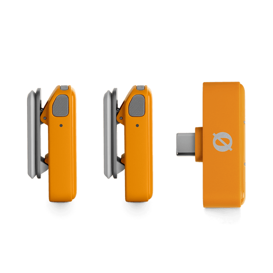 Ensemble de 2 microphones sans fils ultracompact pour téléphones intelligents USB-C (Orange)