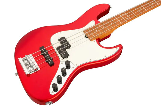 Basse Sadowsky MetroExpress 21-Fret Hybrid P/J Bass 4 cordes touche Pau Ferro, fini:”Solid Candy Apple Red Metallic” avec étui souple