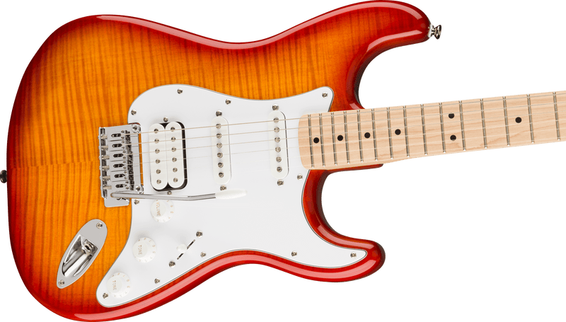 Chargez l&#39;image dans la visionneuse de la galerie, Guitare électrique, Stratocaster® FMT HSS série Affinity®, touche en érable, pickguard blanc, Sienna Sunburst
