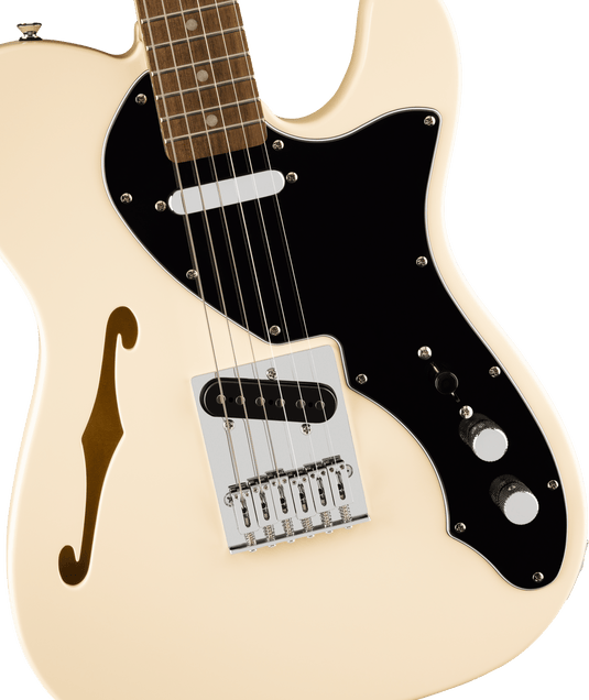 Guitare Électrique AFFINITY SERIES™ TELECASTER® THINLINE Touche Laurel, Pickguard noir, blanc olympique