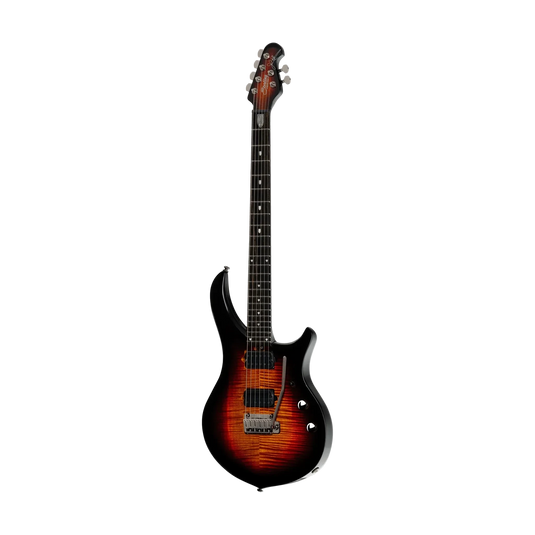 Guitare électrique Modèle Majesty DiMarzio Finition- Table en érable flammé, Couleur Oeil de tigre- avec étui souple