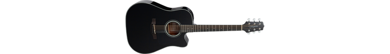 Load image into gallery viewer, Guitare électro-acoustique Dreadnought à pan coupé, noire- pas d’étui
