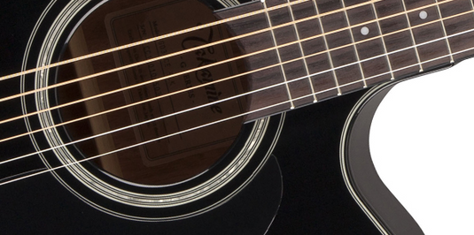 Guitare électro-acoustique Dreadnought à pan coupé, noire- pas d’étui