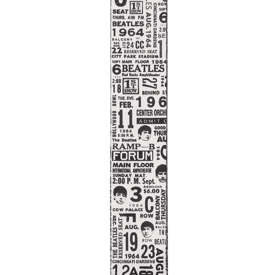 Courroie avec Motifs de Billets de la tournée des Beatles 1964- Blanc et Noir