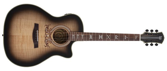 Guitare acoustique-électrique Grand Auditorium en acajou et érable flammé, dégradé cendré satiné (pas d’étui)