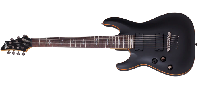 Demon-7 Left-Handed 7-String Electric Guitar - Satin Black