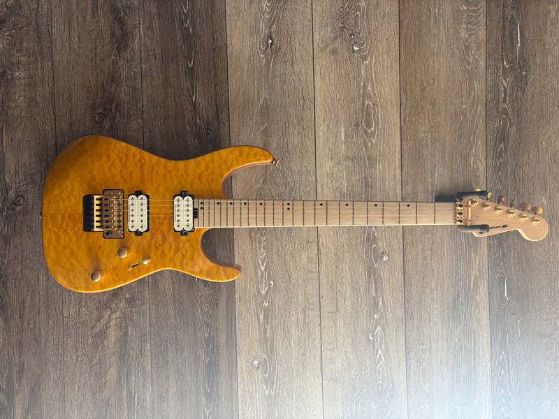 Chargez l&#39;image dans la visionneuse de la galerie, Guitare électrique, Pro-Mod DK24 HH FR M Acajou avec érable piqué, touche en érable - Ambre foncé
