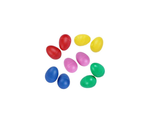 MANO PERCUSSION / MP-EGGS-J36 / Hochets en forme d’Oeufs ,(6 de chaque couleurs) Bleu 50gr, Jaune 45gr,Orange 40gr, Vert 35gr, Rouge 20 gr et Violet 25gr