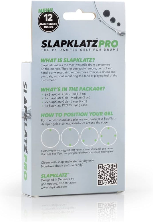 SLAPKLATZ / SLAP-PRO-BK / ensemble Pro de 12 sourdines gel (2 larges, 4 moyens, 6 petits), fini black