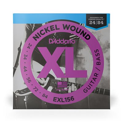 Chargez l&#39;image dans la visionneuse de la galerie, Cordes D&#39;Addario EXL156 Nickel Wound pour guitare électrique/basse, Fender Nickel Wound Bass VI, 24 - 84 - Drummond Musique
