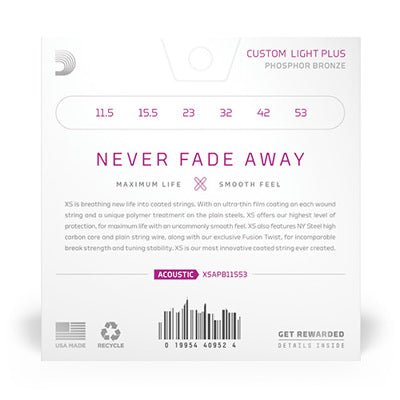 Chargez l&#39;image dans la visionneuse de la galerie, Cordes D&#39;Addario XSAPB11552 XS Phosphor Bronze pour guitare acoustique, Custom Light Plus, 11,5 - 53 - Drummond Musique
