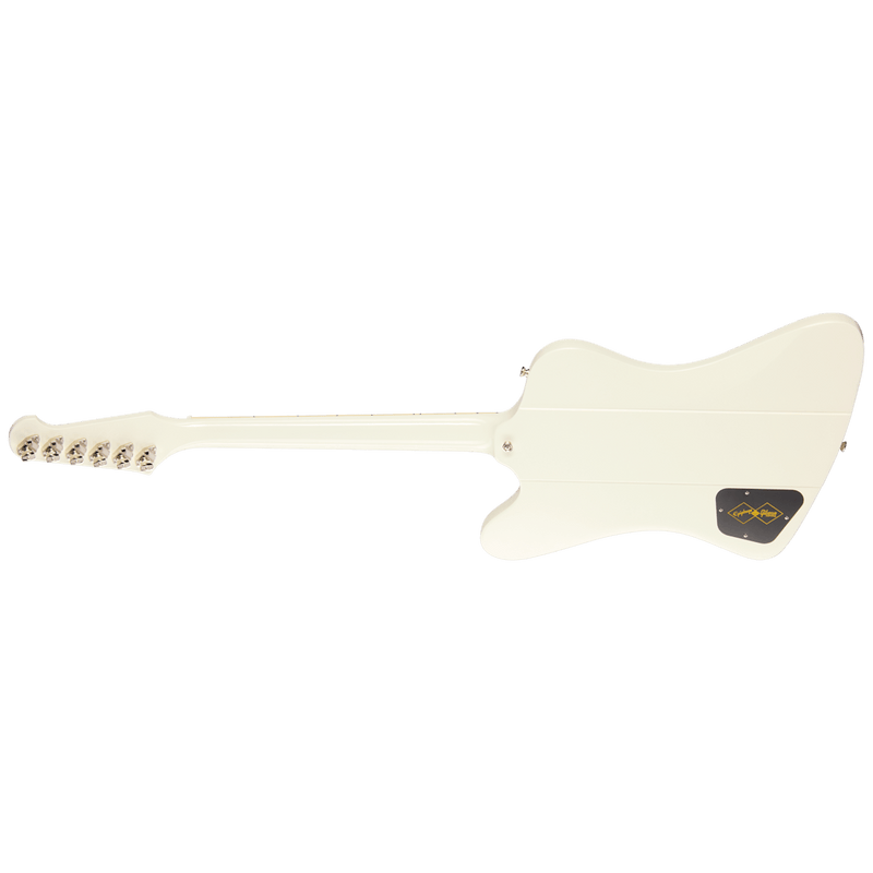 Chargez l&#39;image dans la visionneuse de la galerie, Guitare électrique Epiphone ECFVR3PWNM 1963 Firebird V, vibrato Maestro – Polaris White ,mini - humbuckers,touches en Rosewood avec étui rigide - Drummond Musique

