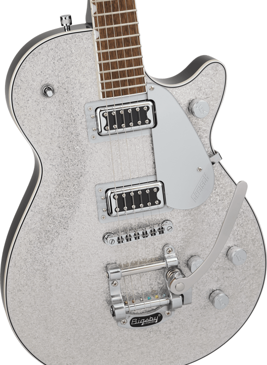 Guitare électrique, G5230T ELECTROMATIC® SPARKLE JET™ FT SINGLE - CUT AVEC BIGSBY® Touche en laurier, Silver Sparkle - Drummond Musique