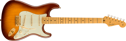 Guitare électrique, "Stratocaster Édition Commémorative du 75e anniversaire, touche en érable- 2 couleurs "Bourbon Burst" avec étui rigide Deluxe